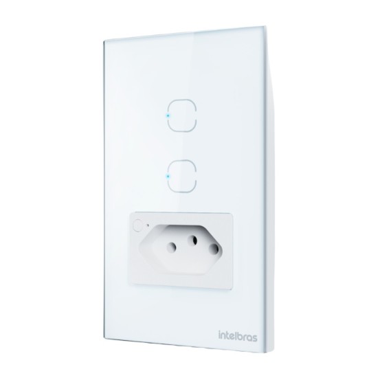 TOMADA COM 2 INTERRUPTORES INTELIGENTE 10A WIFI IZY SMART ETS 2002 - INTELBRAS