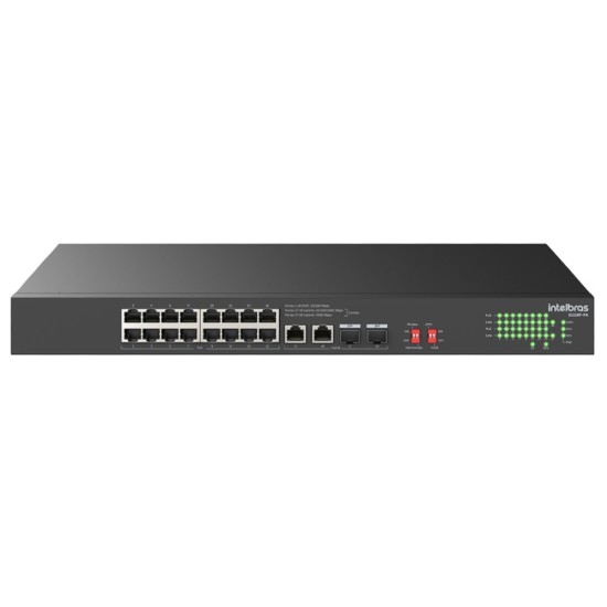 SWITCH NAO GERENCIAVEL 16 PORTAS FAST ETHERNET POE S1118F-PA INTELBRAS - INSTRUFIBER