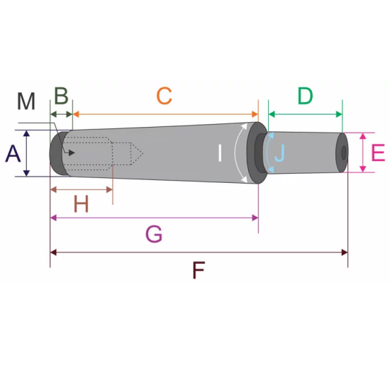 Haste para mandril cm3 com encaixe b22 cone com rosca m12 - cm3-b22-m12 mawbra - INSTRUFIBER