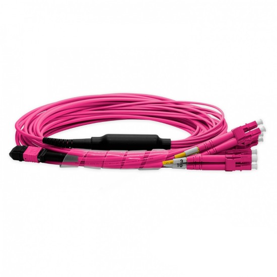 Cabo MPO Fêmea para 4LC/UPC 15m, 8 Fibras, Duplex OM4 G651.1 50/125 Multimodo, Tipo B LSZH Magenta Breakout - INSTRUFIBER