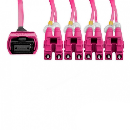 Cabo MPO Fêmea para 4LC/UPC 15m, 8 Fibras, Duplex OM4 G651.1 50/125 Multimodo, Tipo B LSZH Magenta Breakout - INSTRUFIBER