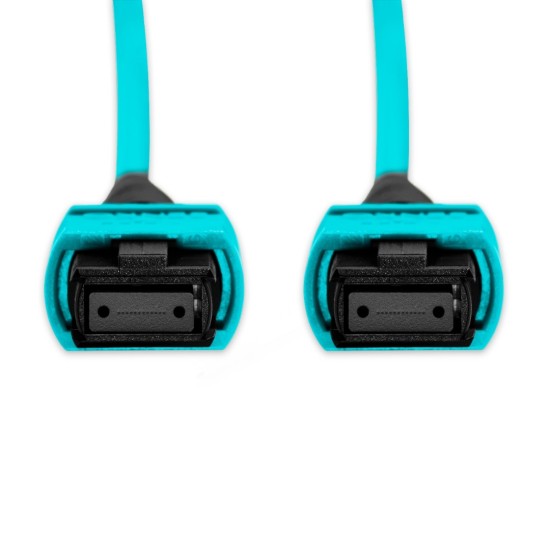 Cabo MPO para MPO Fêmea 15m, 12 Fibras, OM3 G651.1 50/125 Multimodo, Tipo B LSZH Aqua - INSTRUFIBER