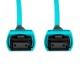 Cabo MPO para MPO Fêmea 20m, 12 Fibras, OM3 G651.1 50/125 Multimodo, Tipo B LSZH Aqua - INSTRUFIBER
