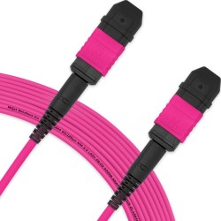 Cabo MPO para MPO Fêmea 20m, 12 Fibras, OM4 G651.1 50/125 Multimodo, Tipo B LSZH Magenta - INSTRUFIBER