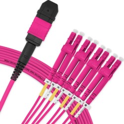 Cabo MPO Fêmea para 4LC/UPC 10m, 8 Fibras Duplex OM4 G651.1 50/125 Multimodo, Tipo B LSZH Magenta Breakout - INSTRUFIBER