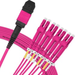 Cabo MPO Fêmea para 4LC/UPC 15m, 8 Fibras, Duplex OM4 G651.1 50/125 Multimodo, Tipo B LSZH Magenta Breakout - INSTRUFIBER